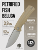 Нож Petrified Fish Beluga, K110, Sandblasting, Khaki Micarta Handle, PFP01KAMP